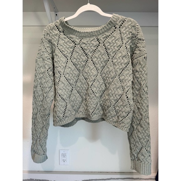 Sincerely Jules Knit Sweater‎ Green Cropped Size Small - Picture 1 of 7